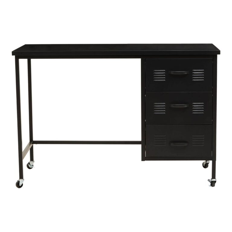 Acadia Three Drawer Black Desk