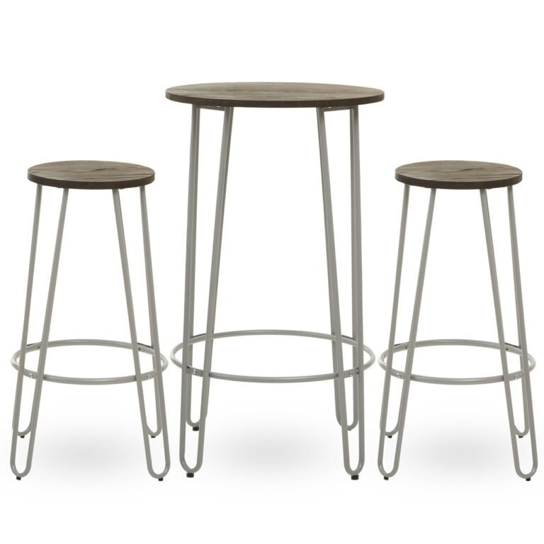 Tilsom 3Pc Elm Wood Bar Table And Stool Set