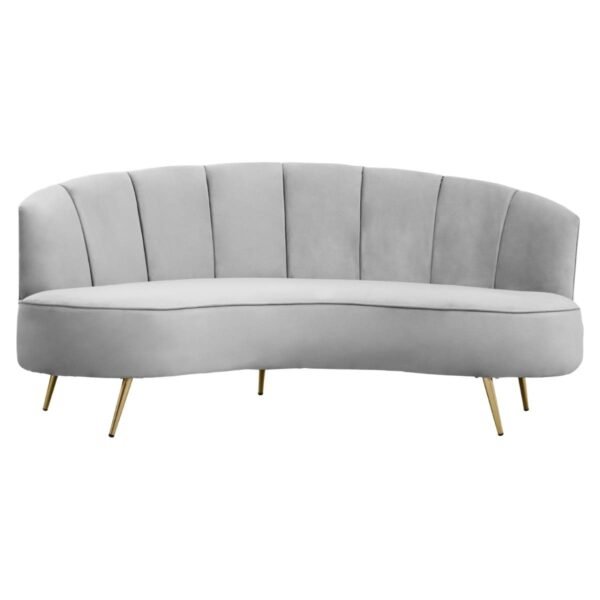 Parlour Three Seat Grey Velvet Sofa