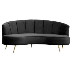 Hasna Three Seat Black Velvet Sofa