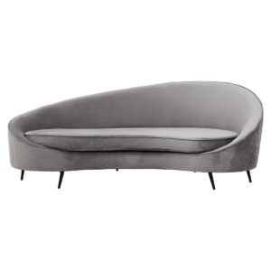 Hasina Three Seat Grey Velvet Sofa