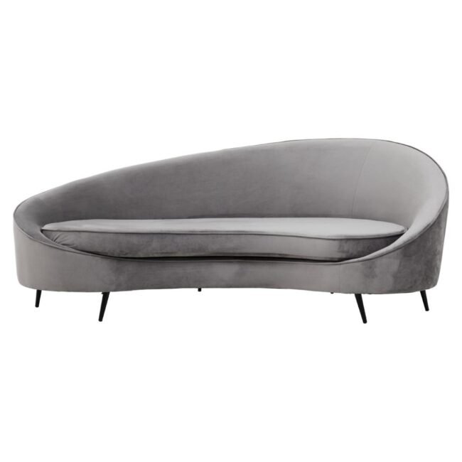 Parlour Three Seat Grey Velvet Sofa