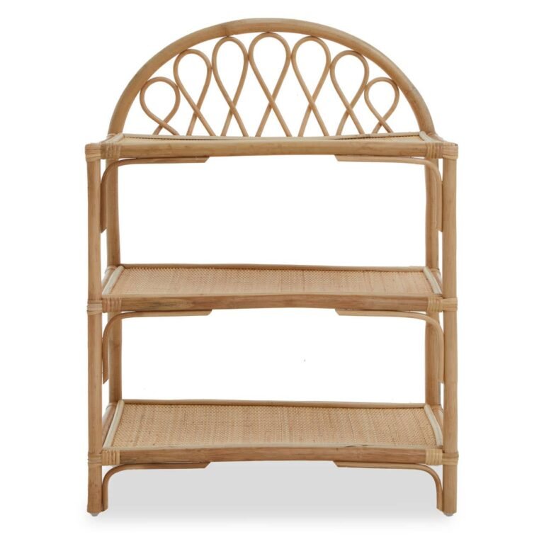Hadley Three Tier Natural Rattan Shelf Unit