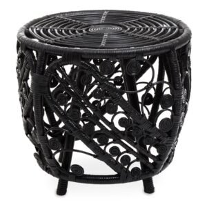 Hadley Black Rattan Stool