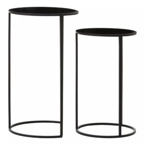 Ento Set Of Two Round Black Plant Stands