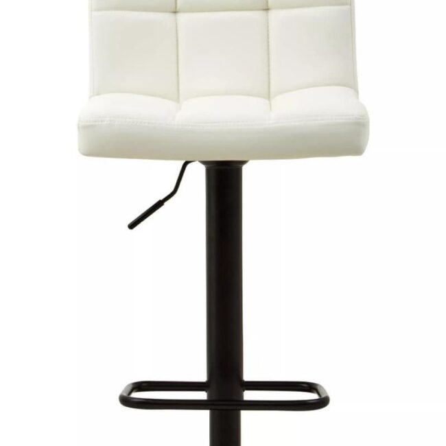 Aina White Leather Effect Quilted Bar Stool