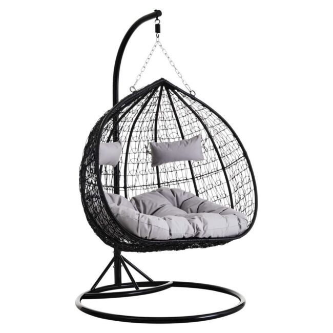 Oatty Double Black Hanging Chair With Round Base
