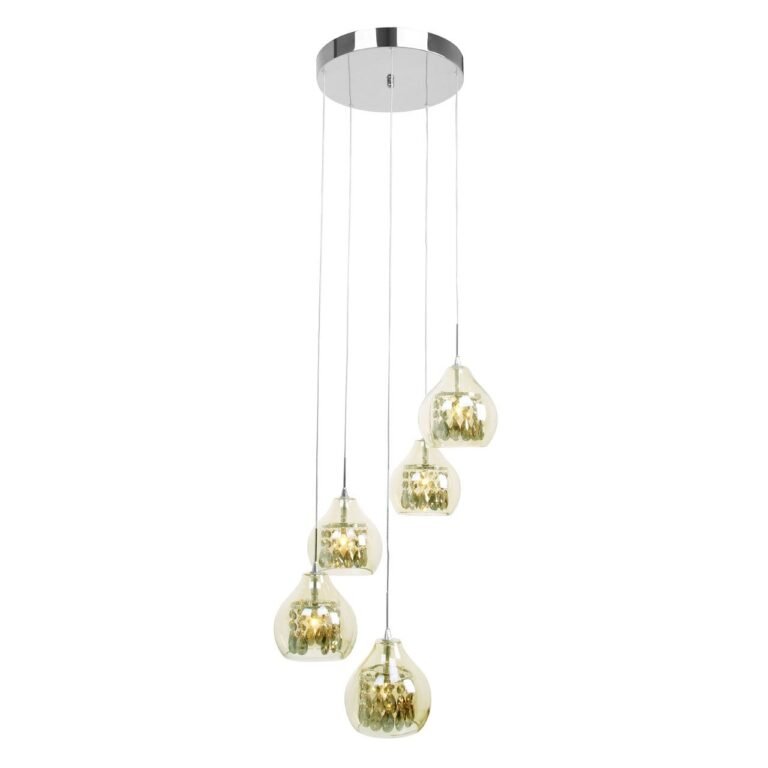 Url Smoked Glass And Chrome 5 Pendant Light