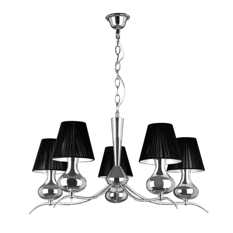 elm 5 Arm Black Shades Pendant Light