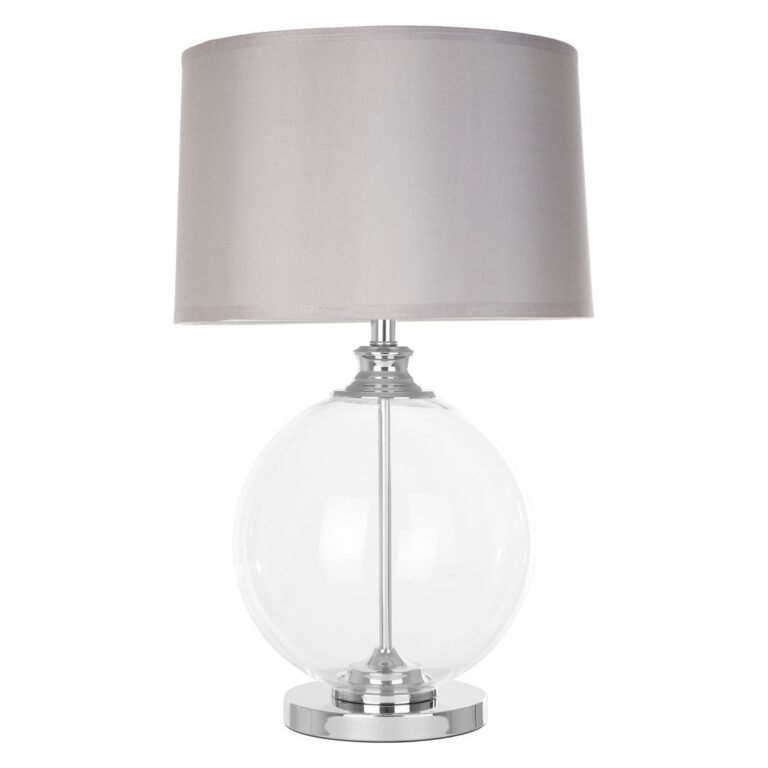 Ordna Small Silver Silk Shade Table Lamp