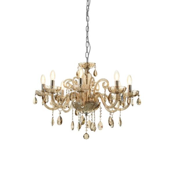 Urani 8 Bulb Chrome/Cognac Glass Chandelier - Image 2