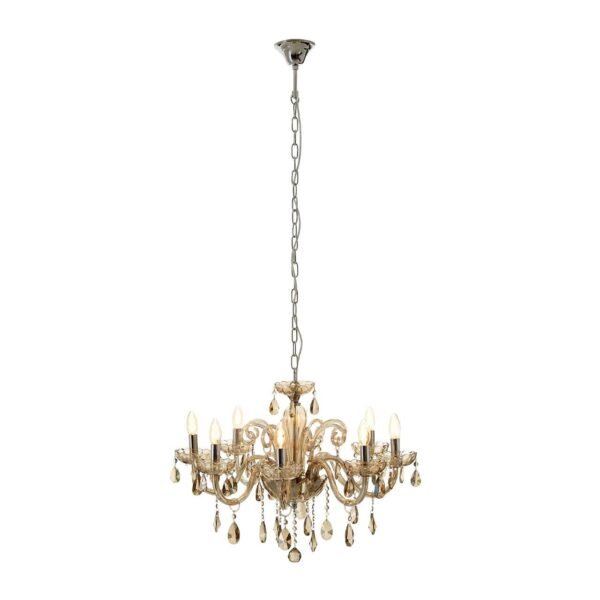 Urani 8 Bulb Chrome/Cognac Glass Chandelier - Image 3