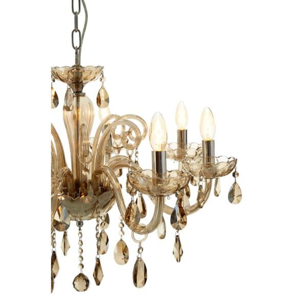 Urani 8 Bulb Chrome/Cognac Glass Chandelier - Image 4