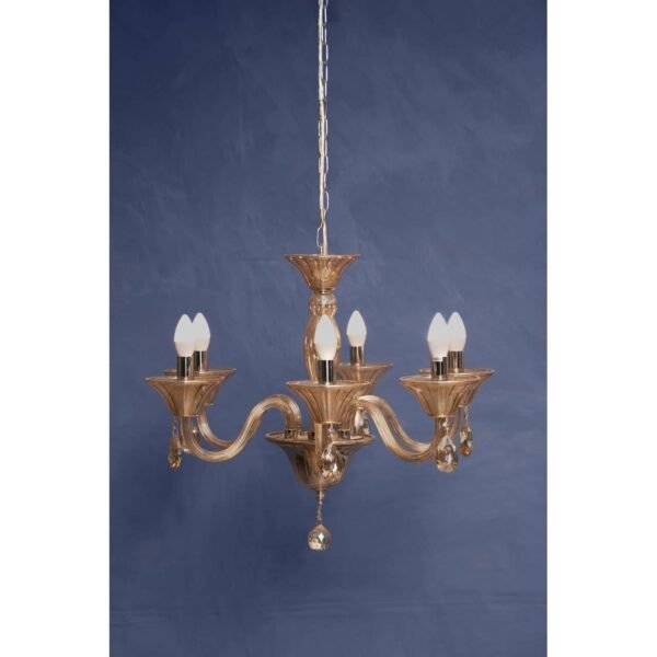 Urani 6 Bulb Cognac Crystal Chandelier - Image 3