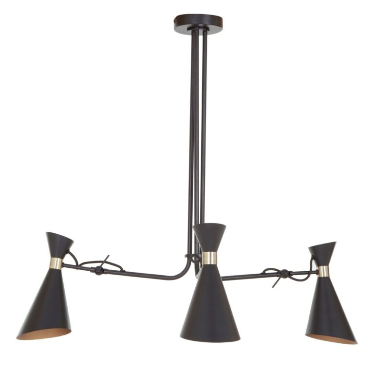 Westbury 3 Shade Black And Gold Bent Arm Pendant