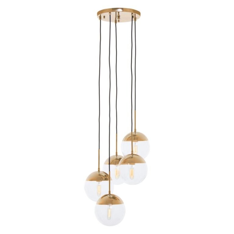 Vivar Gold Finish Five Pendant Lights