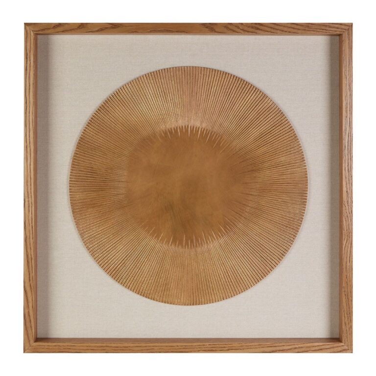 Arn Framed Two Tone Gold/ Beige Round Carving Wall Art