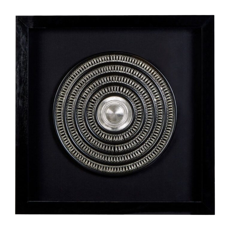 Yerie Silver Framed Indented Round Disc Wall Art