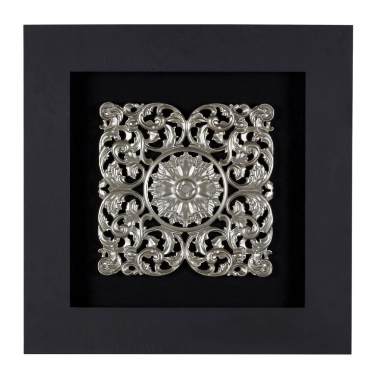 Arn Framed Silver Mdf Filigree Carving Wall Art