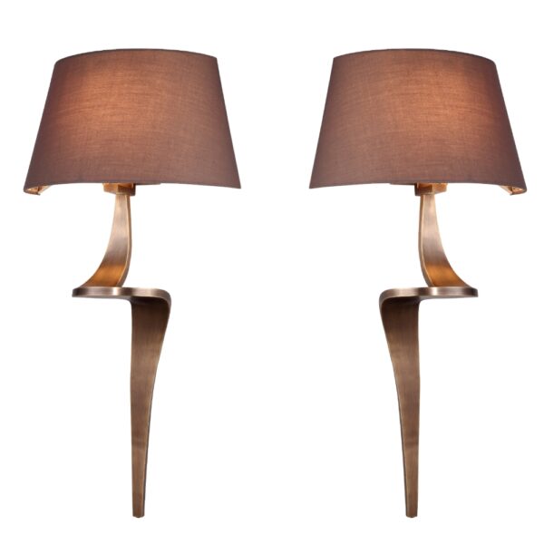 Enzo Pair of Antique Brass Finish Wall Lamps