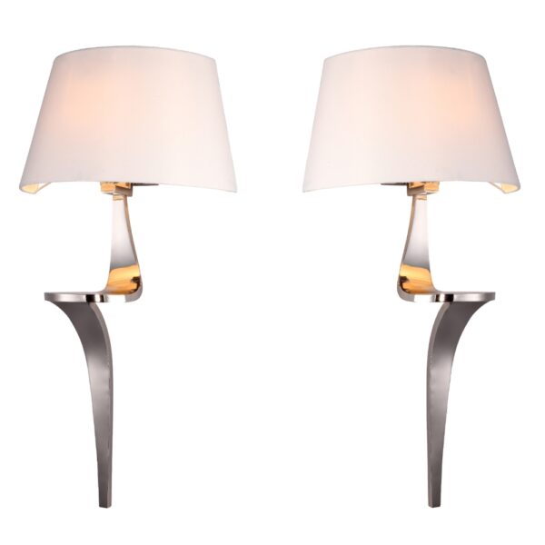 Enzo Pair Of Nickel Finish Wall Lamps