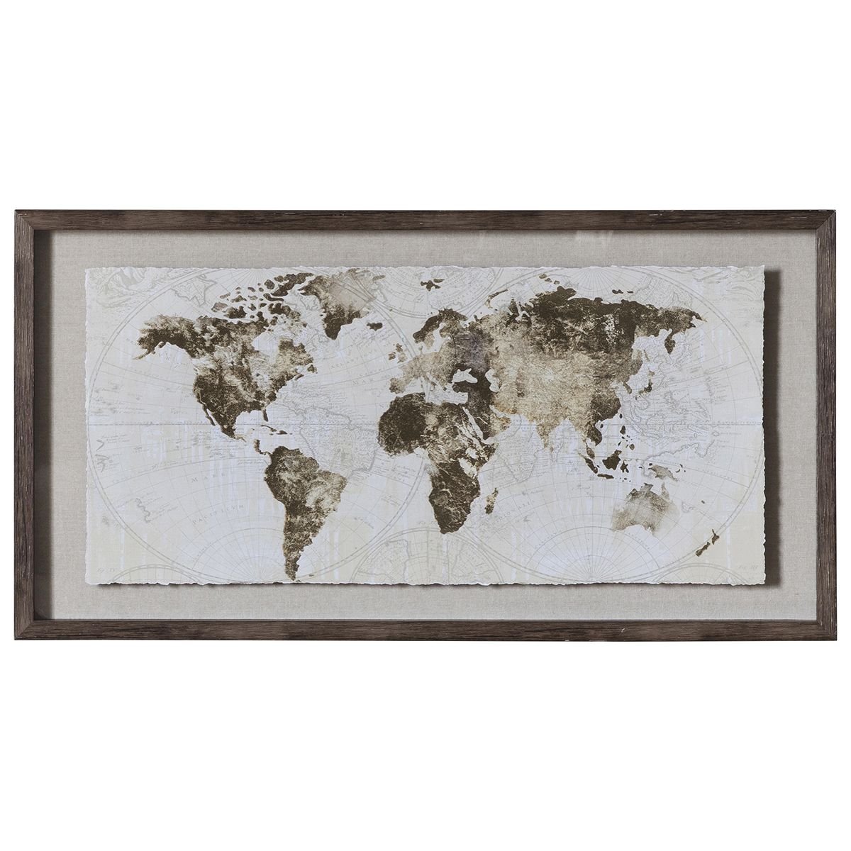 gold foil world map framed art