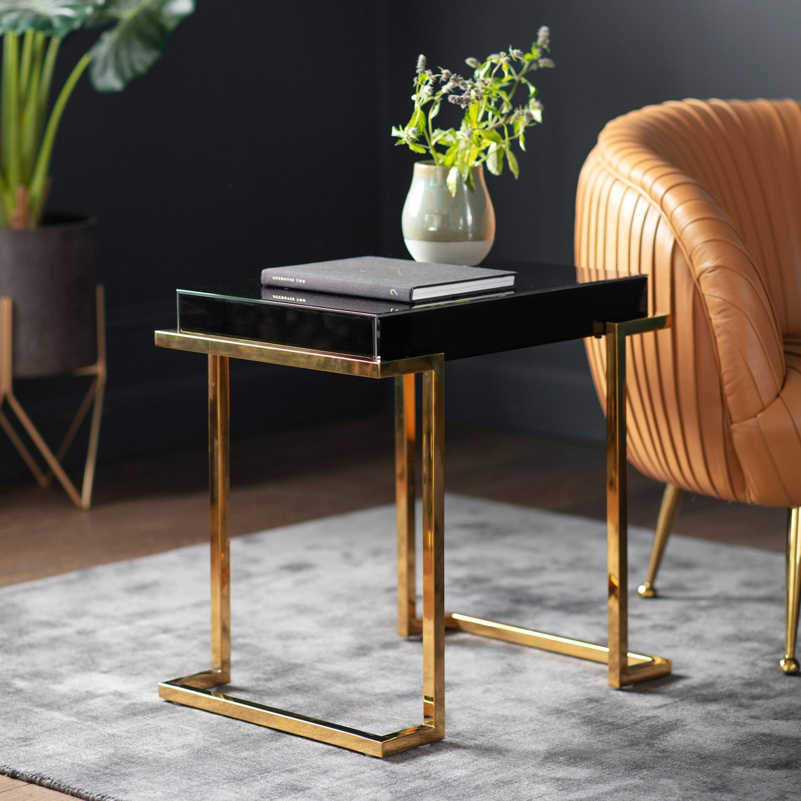 Delray Black Mirrored Side Table Bedside Tables & Nightstands