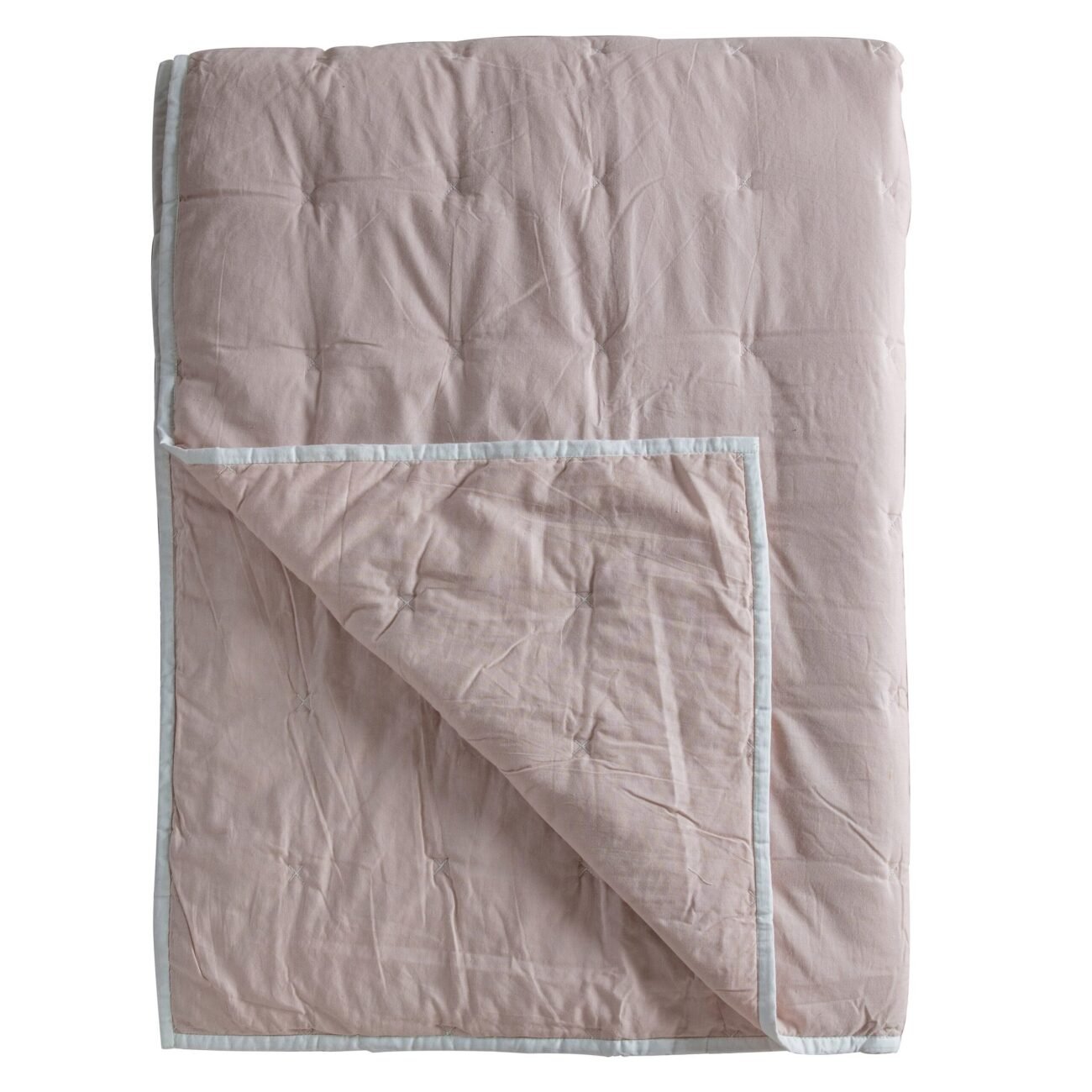 Cotton Stitch Bedspread White Blush