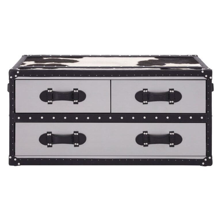 Black/White Oie Genuine Cowhide Coffee Table
