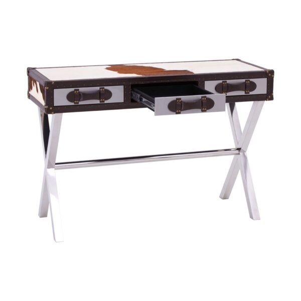 Brown/White Genuine Cowhide Console Table - Image 3