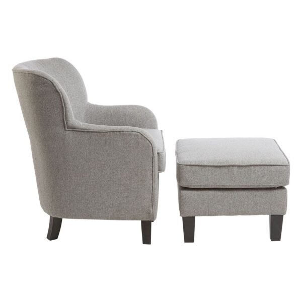 Adence Grey Fabric Chair & Footstool - Image 3