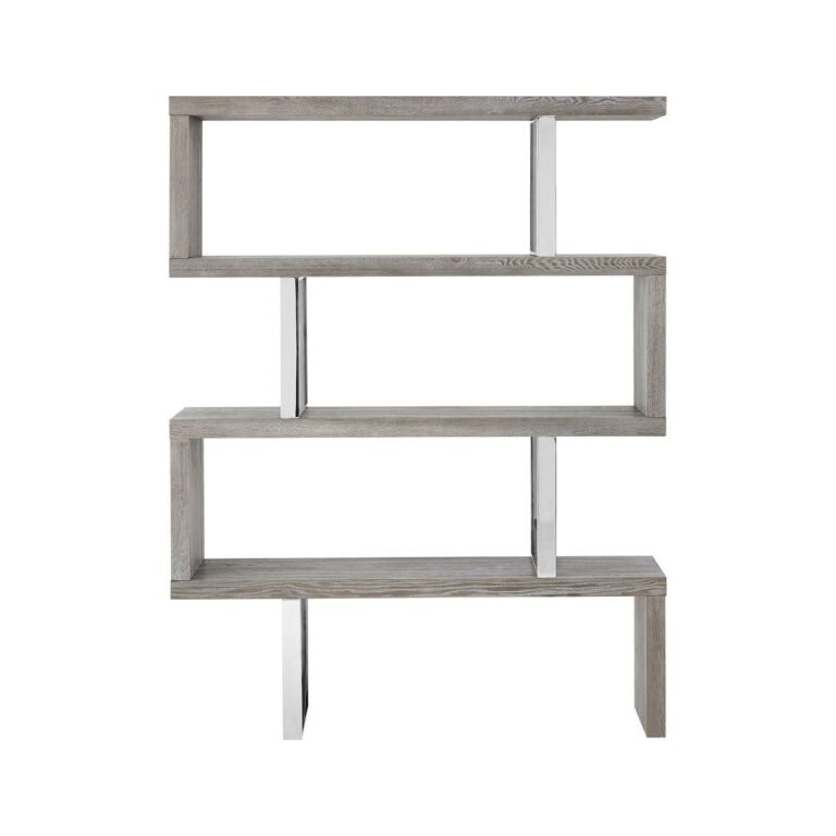 Lamus Grey Elm Wood 4 Tier Bookshelf