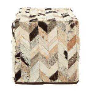 Affril Black / White Patchwork Pouffe