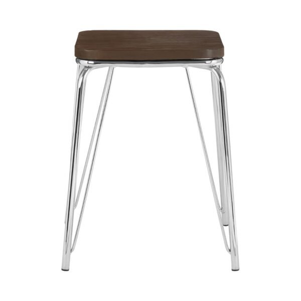 Tilsom Chrome Metal / Elm Small Wood Stool