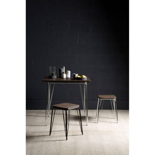 Tilsom Chrome Metal / Elm Small Wood Stool - Image 3