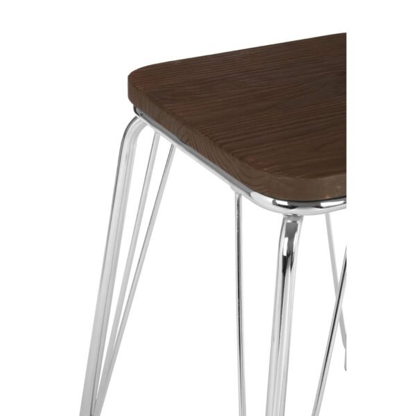 Tilsom Chrome Metal / Elm Small Wood Stool - Image 4