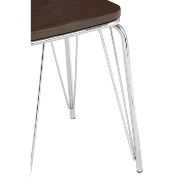 Tilsom Chrome Metal / Elm Small Wood Stool - Image 5