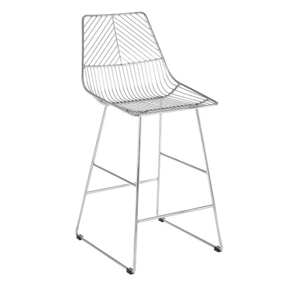 Tilsom Chrome Metal Wire Tapered Bar Chair - Image 2