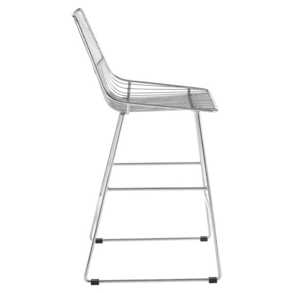 Tilsom Chrome Metal Wire Tapered Bar Chair - Image 3