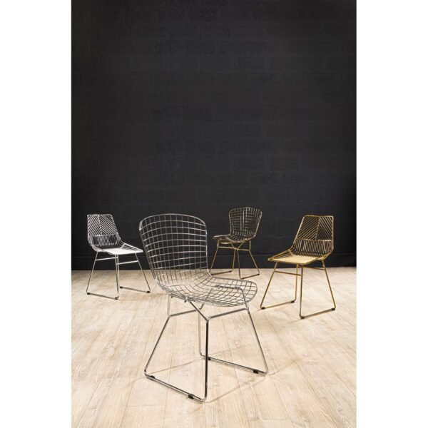 Tilsom Chrome Metal Grid Frame Wire Chair - Image 5