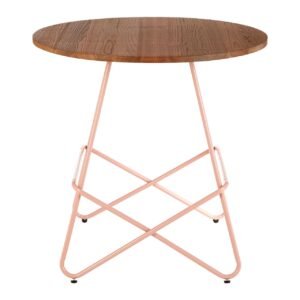 Tilsom Pink Metal & Elm Wood Round Table