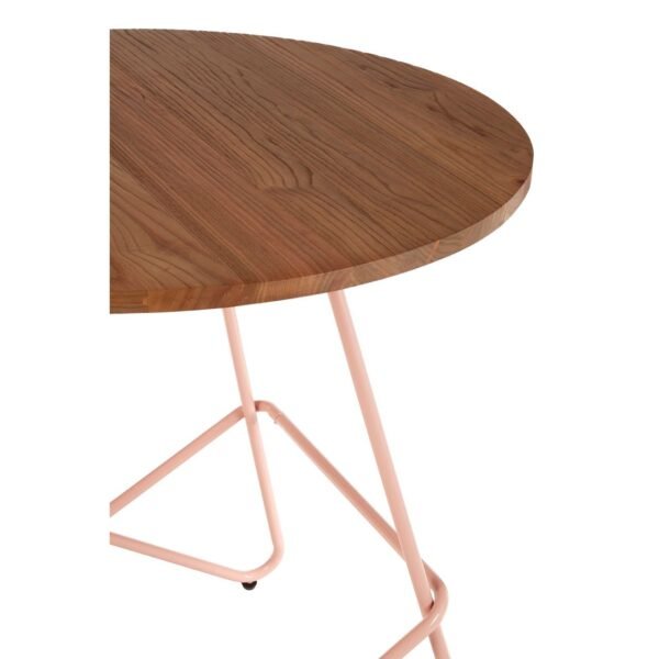 Tilsom Pink Metal & Elm Wood Round Table - Image 5