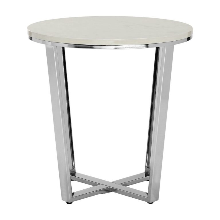 Alia Round White Faux Marble End Table