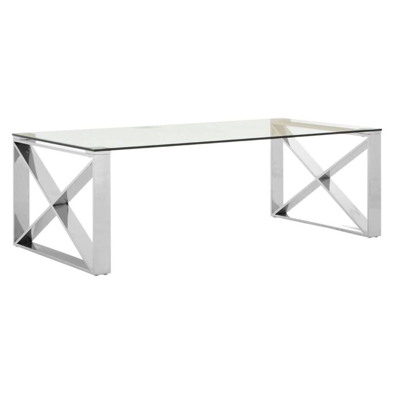 Alia Clear Glass Cross Legs Coffee Table