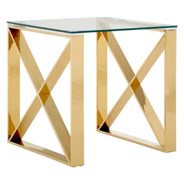 Alia Champagne Gold Cross Legs End Table