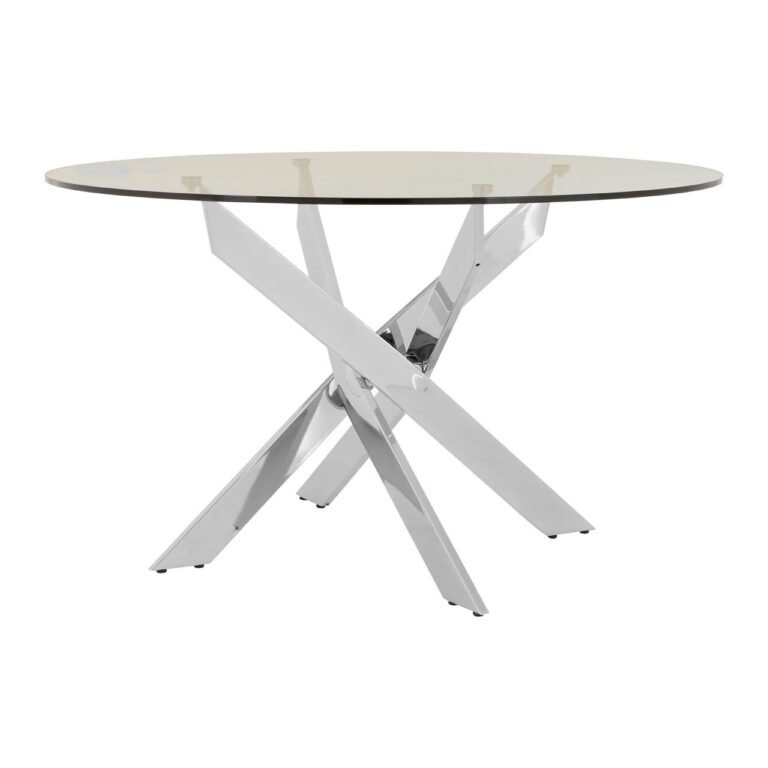 Alia Intersected Chrome Round Dining Table