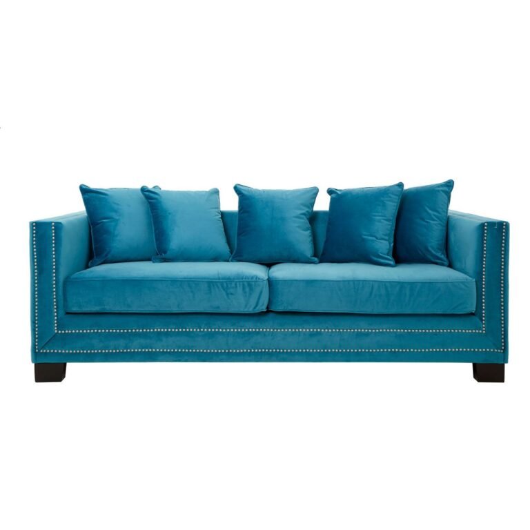 Stonemere 3 Seater Cyan Blue Velvet Sofa