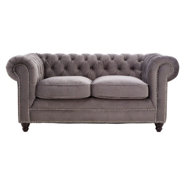 Stella 2 Seater Grey Velvet Sofa - LIVING ROOM, Sofas | Eclectic Niche