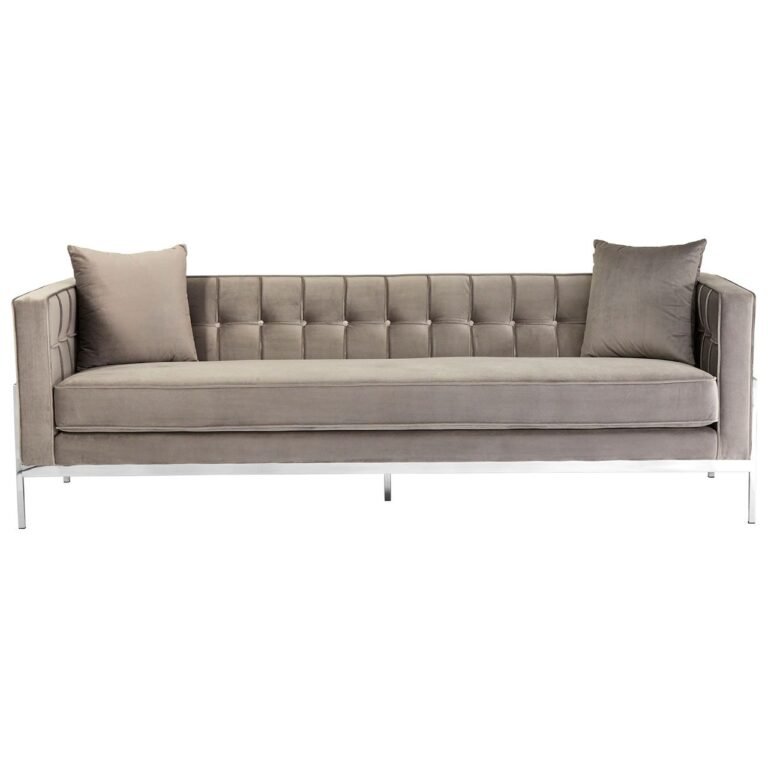 Berto Grey Velvet 3 Seat Sofa