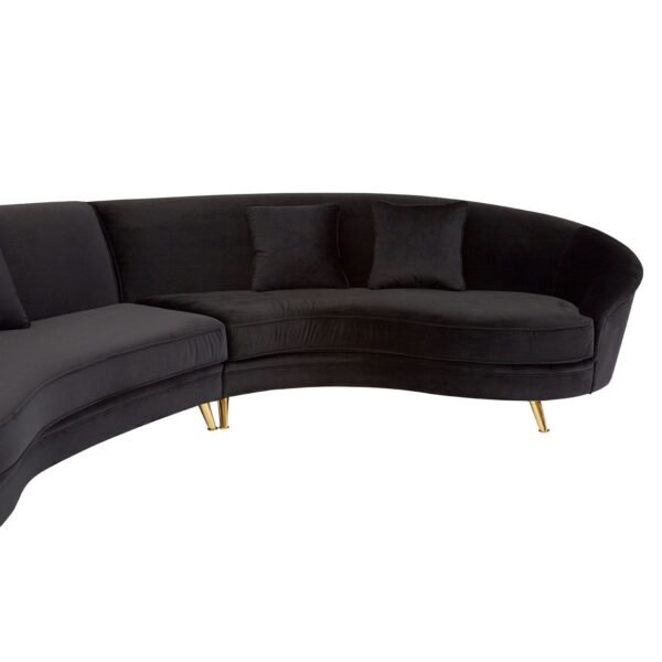 Ruby Black Velvet 5 Seat Curved Sofa Unit - LIVING ROOM, Sofas ...